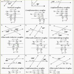 Two parallel lines cut by a transversal worksheet answers